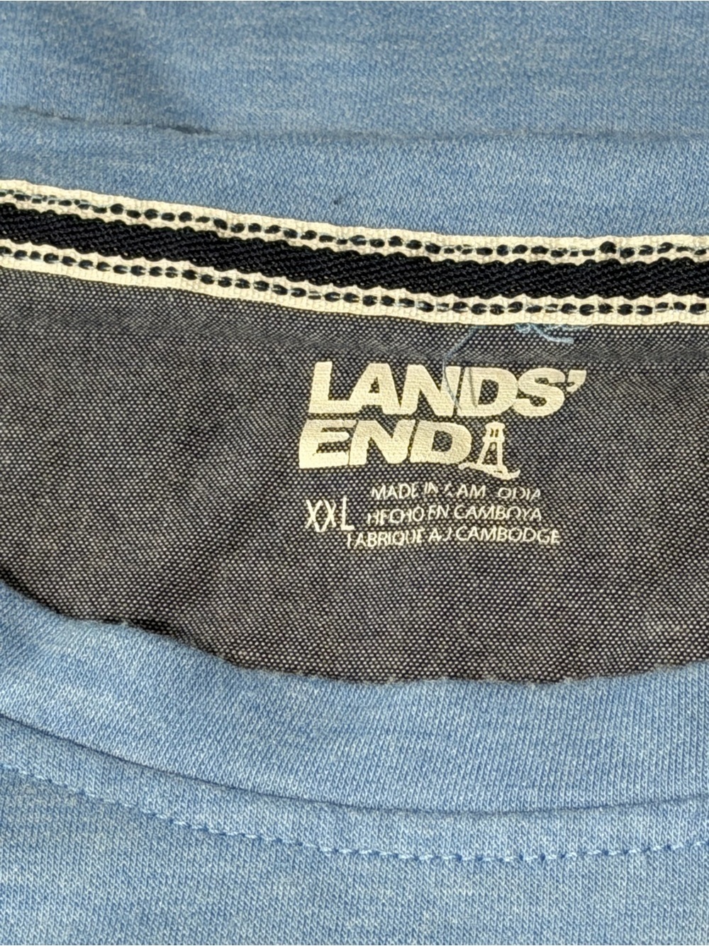 Lands' End Men's XXL Light Blue Short-Sleeve Crewneck Tee - Picture 3 of 5